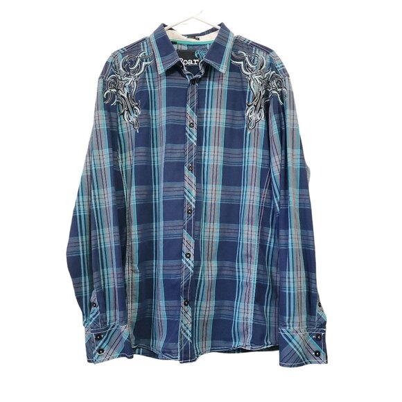 Roar Men's Embroidered Slim Fit XL Long Sleeve Shirt - Picture 2 of 9